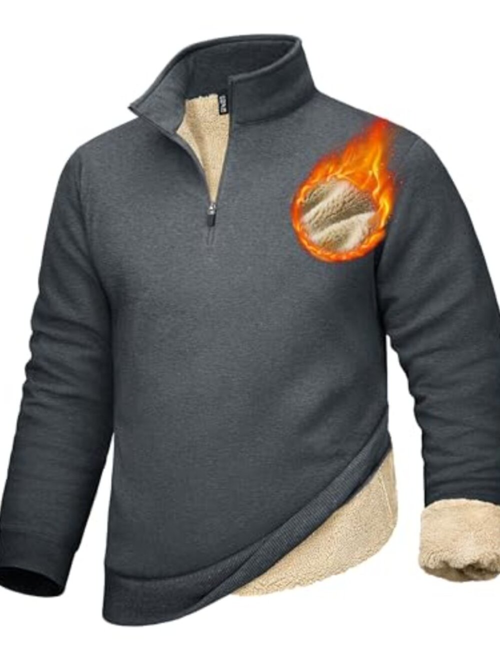 Men's Heavyweight Sherpa Lined 1/4 Zip Fleece Sweatshirt Warm Thermal Pullover